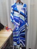 Narvana Abstract Printed V-Neck Ankle-Length Dress