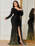 Elegant Sequin High Split Dress | Sparkling Long Party Gown