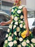 Elegant Floral Midi Dress| Bright Spring