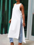 Lace-up Sleeveless Maxi Length Shirts Blouse