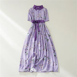 Summer A-Line Dress with Turn-Down Collar