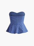 Pinstripe Belted  Wide Leg Pants Suit