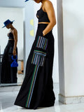 Striped High Waisted Baggy Wide Leg Pants