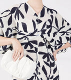 Bright Black & White Pleated Batwing Stretch Dress