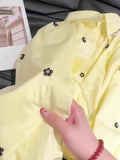 Turn-down Collar Long Puffy Sleeve Cropped Blouse