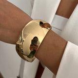 Chunky Gold Spring Bangles| Heavy Metal Bracelet Set