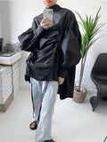 Drawstring Puffed Sleeve White Blouse