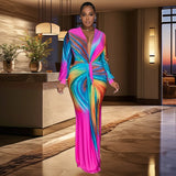 Burst Rainbow Gradient Maxi Dress for Women