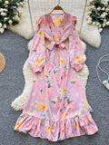 Bright Floral Vacation Dress| V Neck