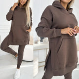 Two Piece Tracksuit Set - Hooded Sweatshirt/Leggings