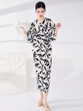 Bright Black & White Pleated Batwing Stretch Dress