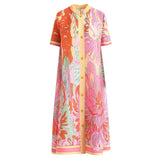 Pastel Color Abstract Short Sleeve Stretch Dress
