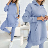 Two Piece Tracksuit Set - Hooded Sweatshirt/Leggings