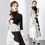 Volcanic Print Long Sleeve Top & Flared Skirt