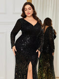 Elegant Sequin High Split Dress | Sparkling Long Party Gown