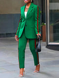 Side Striped High Waist Suit Pants