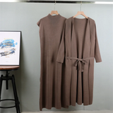 2-Piece Knitted Coat & Sleeveless Dress Set