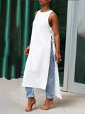 Lace-up Sleeveless Maxi Length Shirts Blouse
