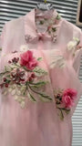 Diamonds Flowers Embroidery Long Sleeve Blouse