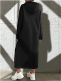 Letter Print Drawstring Hooded Dress for Women