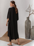 Nicia Solid V-Neck Kaftan  Relaxed Beach Cover-Up Dress